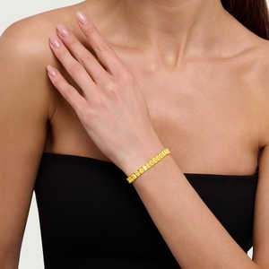 Bracelet de luxe en argent sterling 925 plaqué or avec diamants jaunes de laboratoire, taille radiant, 14 carats, 44 pierres, 15 grammes, couleur DEF, pureté VVS VS - Product Image 2