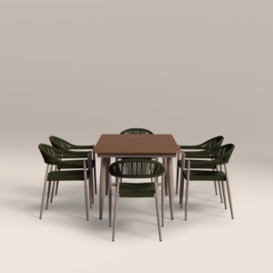 Juego de Mesa de Comedor Rectangular Resistente y Minimalista con Seis Sillas Cómodas para el Hogar, Muebles para Restaurante, Uso en Exteriores - Product Image 3
