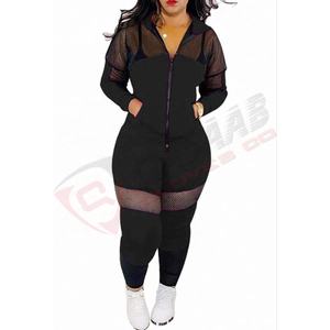 Conception personnalisée Logo Lourd Dames 2Pc Survêtement 100% Coton Femmes Plus-Size Maille Contraste Fermetures Éclair Survêtement XL Imprimé - Product Image 2