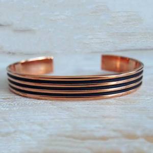 Copper Alloy Cuff Bracelet Geometric Pattern Vintage Style Unisex Jewelry <b>men</b> and women wrist wear healing Antique Copper Plate - Product Image 3