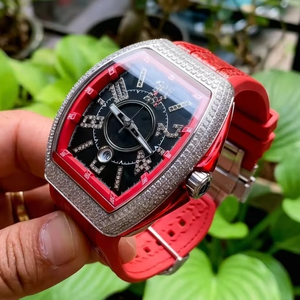 Iced Fully Diamond Set Men's Luxury Mechanical Watch Charm Coin Design <b>Silicone</b> <b>Rubber</b> Strap Hip Hop Style - Product Image 1