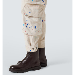 <b>Men's</b> Paint Splatter <b>Cargo</b> <b>Pants</b> Canvas Street Style Trousers Drawstring Waist Multi Pocket - Product Image 2