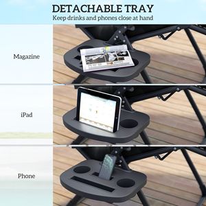 Black Foldable <b>Zero</b> <b>Gravity</b> Recliner <b>Chair</b> with Cup Holder Cushion for Beach Use - Product Image 6