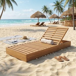 SALÓN EXTERIOR Y CAMA SOLAR DE MADERA DE TECO HECHA EN INDONESIA - Product Image 1
