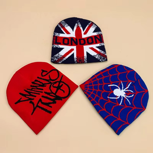Bonnet tricoté automne-hiver, design flamme araignée et crâne, style européen et américain, pour hommes et femmes, tendance hip-hop, chaud et élégant - Product Image 3