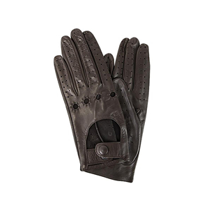 Gants de conduite sans doigts en cuir véritable pour hommes, gants de course automobile classiques avec design perforé et respirant - Product Image 4