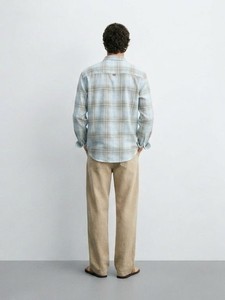 Enovate Men's Double Breasted Plaid Cotton Woven Casual Shirt Full Sleeve Turn-<b>down</b> Collar Breathable Summer Wear - Product Image 2