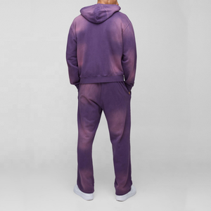 Ensemble de survêtement pour homme Sun Fade, sweat à capuche zippé court et pantalon de jogging, vêtements de sport décontractés, prix de gros - Product Image 2