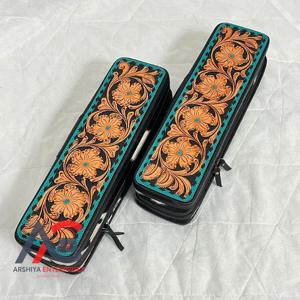 Nuevo Estuche de Piel de Vacuno Hecho a Mano para Rizador de Pelo, con Diseño Floral Occidental, Organizador de Herramientas para el Cabello con Cierres de Cremallera - Product Image 1