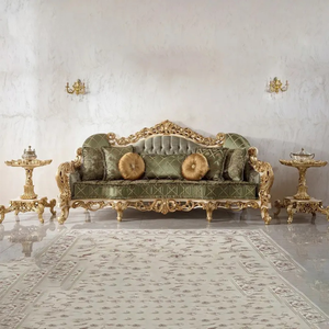 Ensemble de canapés sectionnels rembourrés en bois de mahogany massif européen, style maison française, sculpté à la main, écologique, pour salon de villa - Product Image 2