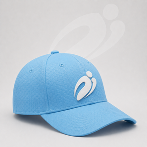 Casquette de baseball personnalisée bleue à 5 panneaux en sergé avec logo en caoutchouc en relief, respirante, imperméable, réglable, unisexe, pour sports de plein air - Product Image 4
