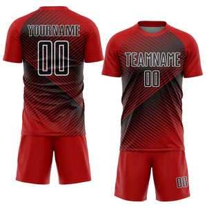 Comfortable Sublimated Soccer Jersey Set Customized Striped Crew Neck Short Sleeve Sports Wear Soccer Uniform Set For Adults - Product Image 1