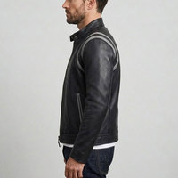 Veste en cuir tendance pour homme, style décontracté, cuir véritable, fermeture éclair intégrale, poches zippées, poignets ajustables, intérieur doux