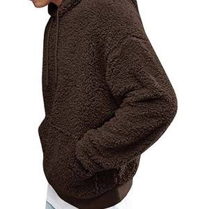 Men's Oversized Hooded Fleece Sweatshirt Solid Color Casual Pocket Design Winter Wear Regular Fit Polyester/Cotton 400g - Product Image 5
