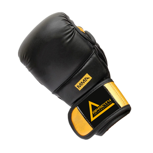 Gants de boxe MMA de qualité supérieure, couleur noire, cuir véritable, fermeture à boucle réglable, légers, unisexes, gants d'arts martiaux - Product Image 3