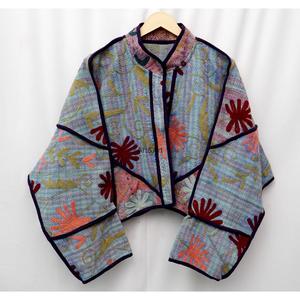 <b>ART</b>&<b>ART</b> Hand Embroidered Quilted Patchwork Eco-Friendly Quick Dry Reversible Regular Sleeve Mandarin Collar 100% Cotton Jacket - Product Image 1