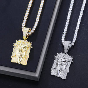 Christ Face <b>Pendant</b> 925 Silver <b>Solid</b> <b>Gold</b> Plated Brilliant Cut Moissanite Iced Jesus Piece Hip Hop Luxury Streetwear Necklace - Product Image 3