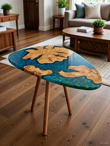 <b>Epoxy</b> Resin Eco-Friendly <b>Coffee</b> <b>Table</b> Live Edge Ocean River Design Custom Handmade Home Decor with Customized Color and Size - Product Image 6