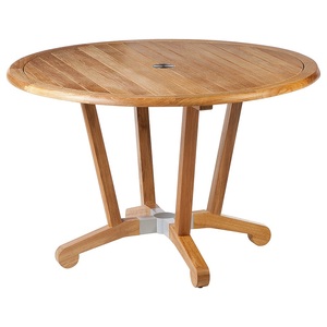 Petite table à manger en bois de manguier massif avec trou pour parasol, design moderne, imperméable, durable, pour usage intérieur/extérieur, maison, bureau, villa - Product Image 1