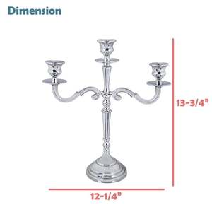 Candélabre à trois bras en argent, décoration d'intérieur, porte-bougie en métal durable - Product Image 3