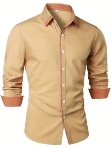 Camisa Casual de Primavera para Hombre, 100% Algodón, Tejido Sólido, Cuello Mandarín Vintage, Botones de Cuerno, ODM - Product Image 5