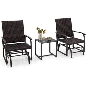 Conjunto de 3 piezas para patio con mesa de centro de vidrio templado, resistente a la intemperie - Product Image 1