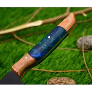 Couteau de chef artisanal en acier carbone de 13 pouces, fabriqué sur mesure par Ahmad Fabric, avec étui en cuir, manche élégant, personnalisable. - Product Image 4