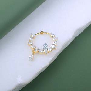 Ria CZ Designer Nose Ring-ASTM F136 Titanium Internally Threaded Labret Belly Piercing Jewelry - Product Image 2