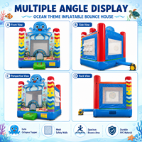 Château gonflable commercial sur le thème de l'océan avec design pieuvre, pour enfants, intérieur/extérieur, avec jeux interactifs