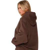 Ensemble de survêtement décontracté en molleton pour femme, pull à capuche oversize et pantalon, coupe ample, taille élastique, manches à revers, tenue de sport