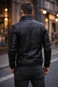 Chaqueta Formal de Cuero para Hombre ROCKRUSH INDUSTRY, Primavera, Lana, Poliéster/Algodón, Ecológica, Transpirable, Resistente al Viento, Cierre de Cremallera - Product Image 6