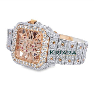 Premium Quality Women Luxury Square Skeleton Mechanical <b>Watch</b> Stainless Steel Diamond Moissanite <b>Watch</b> - Product Image 3