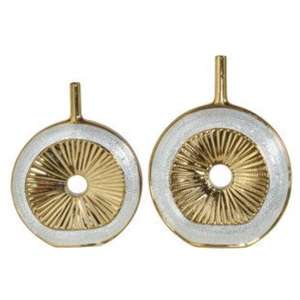 Fournitures pour l'organisation d'événements : Vases au design abstrait, plantes artificielles, ensemble de 2 vases à fleurs, pots de fleurs en métal faits à la main, à poser au sol - Product Image 1