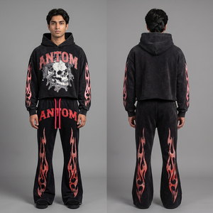 Survêtement d'automne personnalisé avec logo, respirant, style football classique, sportif pour homme, design 2-en-1, séchage rapide, léger, 100 % coton, transfert thermique - Product Image 1