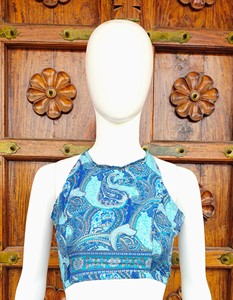 Débardeur en soie tissée 100 % paisley pour femme, écologique, respirant, décontracté, à col halter et dos nu, avec dentelle, plus de 10 couleurs, ODM - Product Image 1