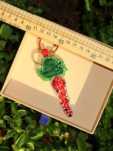 ALI FASHION ART Customized Hand-Woven Embroidery Eco-Friendly Felt Fruit Pattern Carabiner Keychain <b>Bag</b> <b>Charm</b> Model AFA-01 - Product Image 4