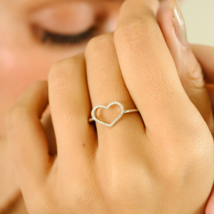 Wholesale New Design Trending Round Cut Diamond Open Heart Shape <b>Ring</b> Everyday Stackable Promise Jewelry 14K Solid White Gold - Product Image 4