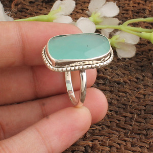 Anillo de Plata de Ley 925 con Turquesa Natural Engastada en Bisel, Hecho a Mano, con Piedra Preciosa, para Mujer, Joyería de Fiesta, Piedra de Nacimiento de Marzo - Product Image 2