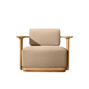 Sillón de Exterior de Alta Gama, Acabado Natural en Teca Premium, Pedestal Grueso y Resistente, Asiento Cómodo, Muebles de Lujo para Hotel - Product Image 2
