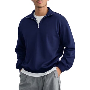 Men's Oversized Half Zip Sweatshirt Custom Logo Plain Fleece Pullover <b>Mock</b> <b>Neck</b> Streetwear Heavyweight Cotton Tracksuit <b>Top</b> - Product Image 1