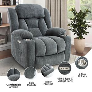 Poltrona Reclinabile Elettrica in Pelle per Anziani con Funzione Massaggio e Riscaldamento, Comoda Seduta per Soggiorno - Product Image 4