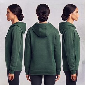 Sudadera con capucha para mujer 2026, verde, de forro polar y mezcla de algodón, manga larga, transpirable, lisa, para invierno - Product Image 3