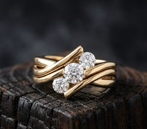 Anillo de compromiso clásico de diamantes cultivados en laboratorio con corte brillante redondo, chapado en oro de 18K y 14K, con banda gruesa retorcida, joyería para mujer - Product Image 1