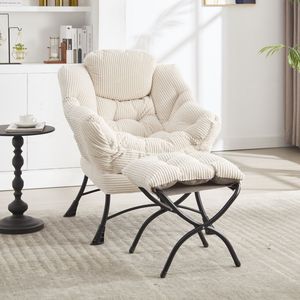 Fauteuil de salon moderne rembourré avec accoudoirs, chaise longue et ottoman, chaise longue d'appoint moderne pour la lecture - Product Image 2