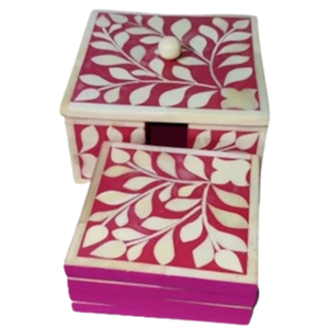 Handmade Luxury Quality Eco-Friendly Customized Colours Bone Inlay Resin MDF Tea Coaster Light Weight Unique Hotels Resorts - Product Image 2