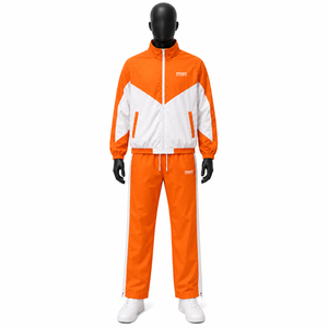 Ensemble de survêtement en nylon de haute qualité pour homme, résistant à l'eau, 2 pièces, jogging décontracté, coupe-vent coloré, vêtements de sport - Product Image 1