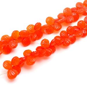 ลูกปัดหินคาร์เนเลียนธรรมชาติแกะสลักทรงเปลือกหอย เจาะรูด้านข้าง ขนาด 9-10 มม. ลูกปัดคาร์เนเลียนแกะสลักด้วยมือ สำหรับทำเครื่องประดับและขายส่ง - Product Image 1