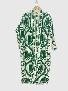 Velvet Plus Size Women'<b>s</b> Jacket Shawl Collar Nine Quarter Sleeve Hand Embroidered Geometric Pattern Long Coat Autumn Wear - Product Image 1
