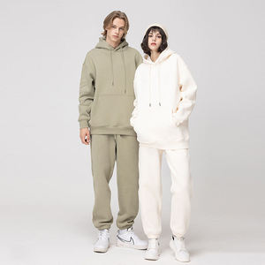 Sweat-shirt à capuche unisexe rose, coupe ample, en coton French Terry, décontracté, pour l'automne - Product Image 2
