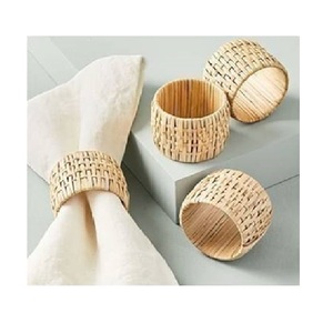Natural Woven Bamboo Eco-Friendly Durable Modern Napkin Ring Holder Wedding <b>Table</b> Decor. - Product Image 4